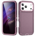 PC + Rubber Three-Layer Rugged Case for iPhone 17 Pro Max - Purple + Pink