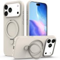 PC + Liquid Silicone MagSafe-Compatible Case with Ring Stand for iPhone 17 Pro Max - Antique White