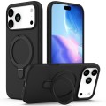 PC + Liquid Silicone MagSafe-Compatible Case with Ring Stand for iPhone 17 Pro Max - Black