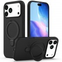 PC + Liquid Silicone MagSafe-Compatible Case with Ring Stand for iPhone 17 Pro Max - Black