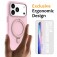PC + Liquid Silicone MagSafe-Compatible Case with Ring Stand for iPhone 17 Pro Max - Grey Pink