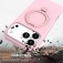 PC + Liquid Silicone MagSafe-Compatible Case with Ring Stand for iPhone 17 Pro Max - Grey Pink