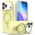 PC + Liquid Silicone MagSafe-Compatible Case with Ring Stand for iPhone 17 Pro Max - Yellow