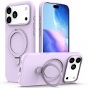 PC + Liquid Silicone MagSafe-Compatible Case with Ring Stand for iPhone 17 Pro Max - Lilac Purple