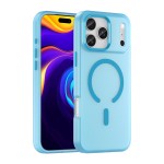 Frosted Translucent TPU MagSafe-Compatible Full-Coverage Case with PC Camera Frame for iPhone 17 Pro Max - Blue