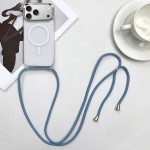 PC + TPU MagSafe-Compatible Case with Lanyard for iPhone 17 Pro Max - Grey Blue
