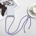 PC + TPU MagSafe-Compatible Case with Lanyard for iPhone 17 Pro Max - Purple Blue Apricot