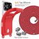 Liquid Silicone Case with Card Pocket & Adjustable Lanyard for iPhone 17 Pro Max - Red