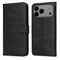 Calf-Texture PU Leather + TPU Flip Wallet Stand Case for iPhone 17 Pro Max - Black