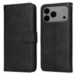 Calf-Texture PU Leather + TPU Flip Wallet Stand Case for iPhone 17 Pro Max - Black