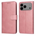 Calf-Texture PU Leather + TPU Flip Wallet Stand Case for iPhone 17 Pro Max - Rose Gold