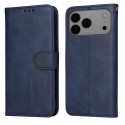 Calf-Texture PU Leather + TPU Flip Wallet Stand Case for iPhone 17 Pro Max - Blue