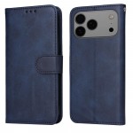 Calf-Texture PU Leather + TPU Flip Wallet Stand Case for iPhone 17 Pro Max - Blue