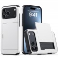 PC + TPU Shockproof Armor Case with Card Slot for iPhone 17 Pro Max - White