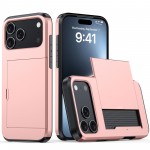 PC + TPU Shockproof Armor Case with Card Slot for iPhone 17 Pro Max - Rose Gold