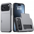 PC + TPU Shockproof Armor Case with Card Slot for iPhone 17 Pro Max - Grey
