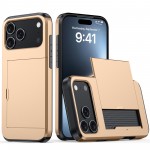 PC + TPU Shockproof Armor Case with Card Slot for iPhone 17 Pro Max - Gold