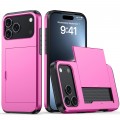 PC + TPU Shockproof Armor Case with Card Slot for iPhone 17 Pro Max - Rose Red
