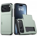 PC + TPU Shockproof Armor Case with Card Slot for iPhone 17 Pro Max - Dark Green