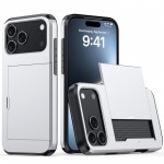 PC + TPU Shockproof Armor Case with Card Slot for iPhone 17 Pro Max - Silver