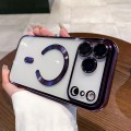 Clear-Back Electroplated TPU MagSafe-Compatible Case with Lens Film for iPhone 17 Pro Max - Dark Purple