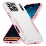 Heavy-Duty PC + TPU Protective Case for iPhone 17 Pro Max - White+Pink