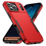 Heavy-Duty PC + TPU Protective Case for iPhone 17 Pro Max - Red+Black