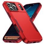 Heavy-Duty PC + TPU Protective Case for iPhone 17 Pro Max - Red+Rose Red