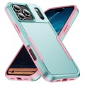 Heavy-Duty PC + TPU Protective Case for iPhone 17 Pro Max - Green+Pink