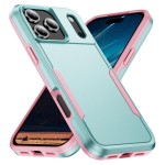 Heavy-Duty PC + TPU Protective Case for iPhone 17 Pro Max - Green+Pink
