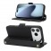 Cross-Texture PU Leather + TPU Crossbody Case with Stand for iPhone 17 Pro Max - Black