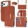 Cross-Texture PU Leather + TPU Crossbody Case with Stand for iPhone 17 Pro Max - Brown