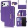Cross-Texture PU Leather + TPU Crossbody Case with Stand for iPhone 17 Pro Max - Purple