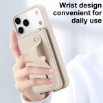 PU Leather Back-Cover Flip Wallet Stand Case with PC/TPU Base, Wrist Strap & Crossbody Lanyard for iPhone 17 Pro Max - White