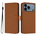 Soft-Touch PU Leather + TPU Wallet Stand Case with Lanyard for iPhone 17 Pro Max - Brown