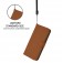 Soft-Touch PU Leather + TPU Wallet Stand Case with Lanyard for iPhone 17 Pro Max - Brown