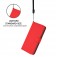 Soft-Touch PU Leather + TPU Wallet Stand Case with Lanyard for iPhone 17 Pro Max - Red