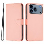 Soft-Touch PU Leather + TPU Wallet Stand Case with Lanyard for iPhone 17 Pro Max - Pink