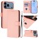 Soft-Touch PU Leather + TPU Wallet Stand Case with Lanyard for iPhone 17 Pro Max - Pink