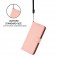Soft-Touch PU Leather + TPU Wallet Stand Case with Lanyard for iPhone 17 Pro Max - Pink