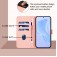 Soft-Touch PU Leather + TPU Wallet Stand Case with Lanyard for iPhone 17 Pro Max - Pink