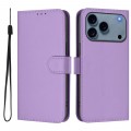 Soft-Touch PU Leather + TPU Wallet Stand Case with Lanyard for iPhone 17 Pro Max - Lavender Purple