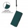 Soft-Touch PU Leather + TPU Wallet Stand Case with Lanyard for iPhone 17 Pro Max - Dark Green