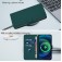 Soft-Touch PU Leather + TPU Wallet Stand Case with Lanyard for iPhone 17 Pro Max - Dark Green