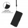 Soft-Touch PU Leather + TPU Wallet Stand Case with Lanyard for iPhone 17 Pro Max - Black