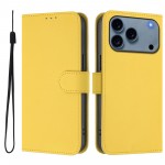 Soft-Touch PU Leather + TPU Wallet Stand Case with Lanyard for iPhone 17 Pro Max - Lemon Yellow