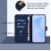 Soft-Touch PU Leather + TPU Wallet Stand Case with Lanyard for iPhone 17 Pro Max - Navy Blue