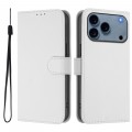 Soft-Touch PU Leather + TPU Wallet Stand Case with Lanyard for iPhone 17 Pro Max - White