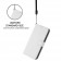 Soft-Touch PU Leather + TPU Wallet Stand Case with Lanyard for iPhone 17 Pro Max - White