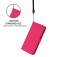 Soft-Touch PU Leather + TPU Wallet Stand Case with Lanyard for iPhone 17 Pro Max - Rose Red
